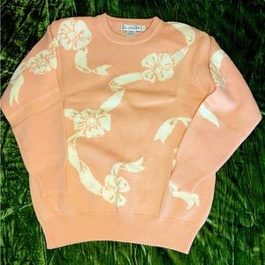 🌸- JH Collectibles Ribbon Pattern Pink/White Sweater